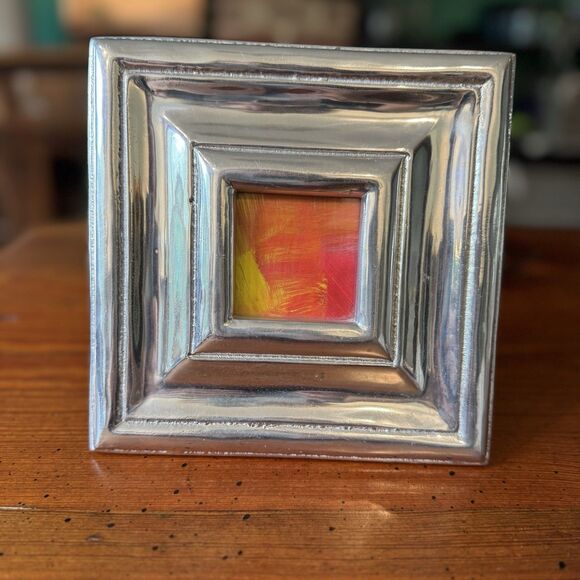 Beautiful Mexican Pewter Frame A Work Of Art To Showcase Your Art Opening 2”x2” - Picture 1 of 14